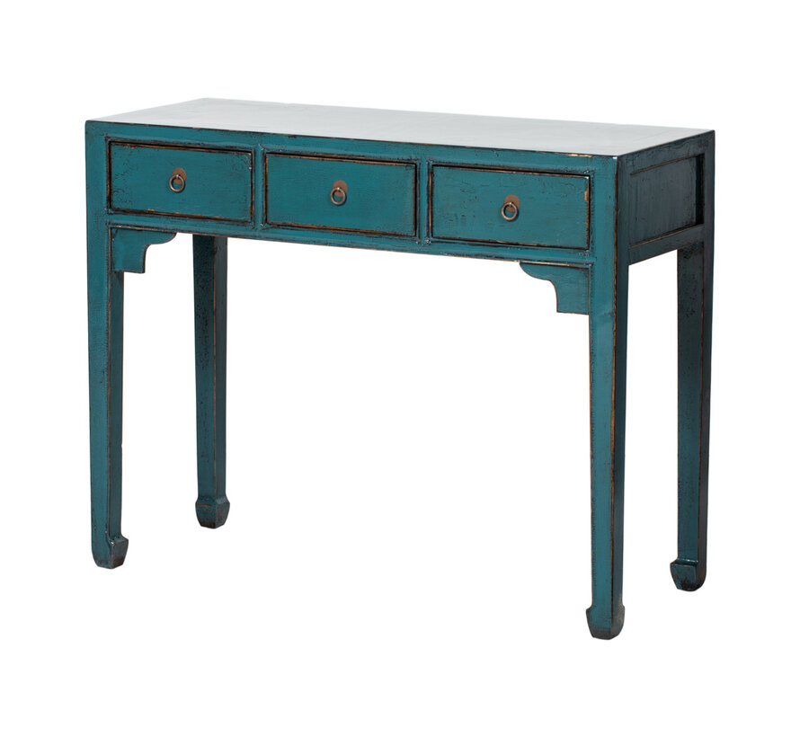 Antique Chinese solid wood console table – blue