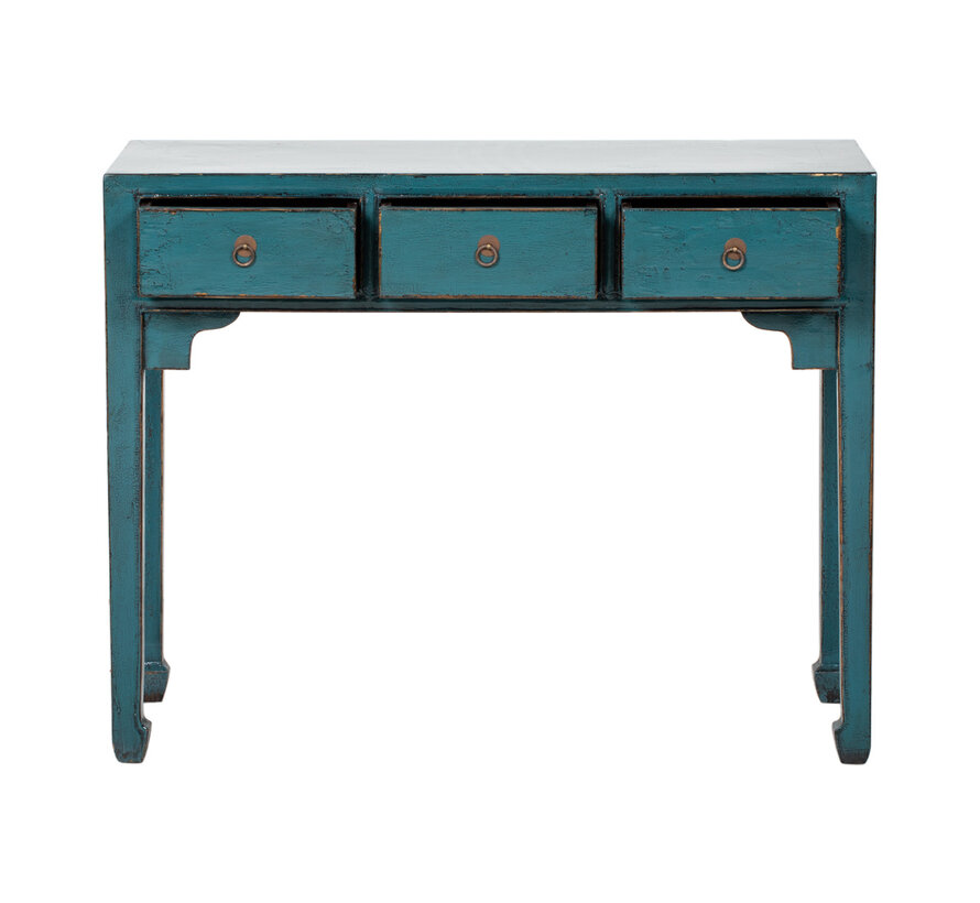 Antique Chinese solid wood console table – blue