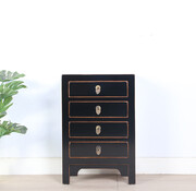 Yajutang Chinesischer Nachttisch glänzend schwarz