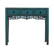 Yajutang Antique Chinese console table – solid wood – turquoise