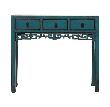 Yajutang Antique Chinese console table – solid wood – turquoise