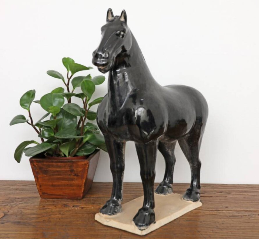 Tang horse terracotta feng shui symbol endurance victory black