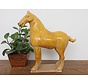 Tang Pferd aus Terrakotta  Feng Shui Deko gelb glasiert 42 cm