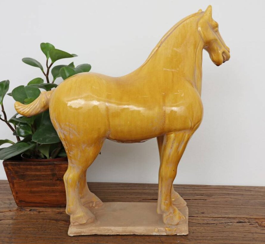 Tang horse terracotta feng shui symbol endurance victory yellow