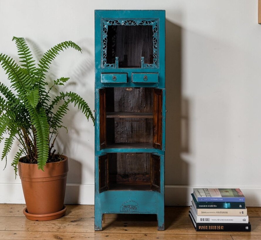 Antiker chinesischer Schrank Blau Massivholz | Yajutang
