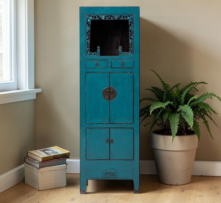 Antiker chinesischer Schrank Blau Massivholz | Yajutang