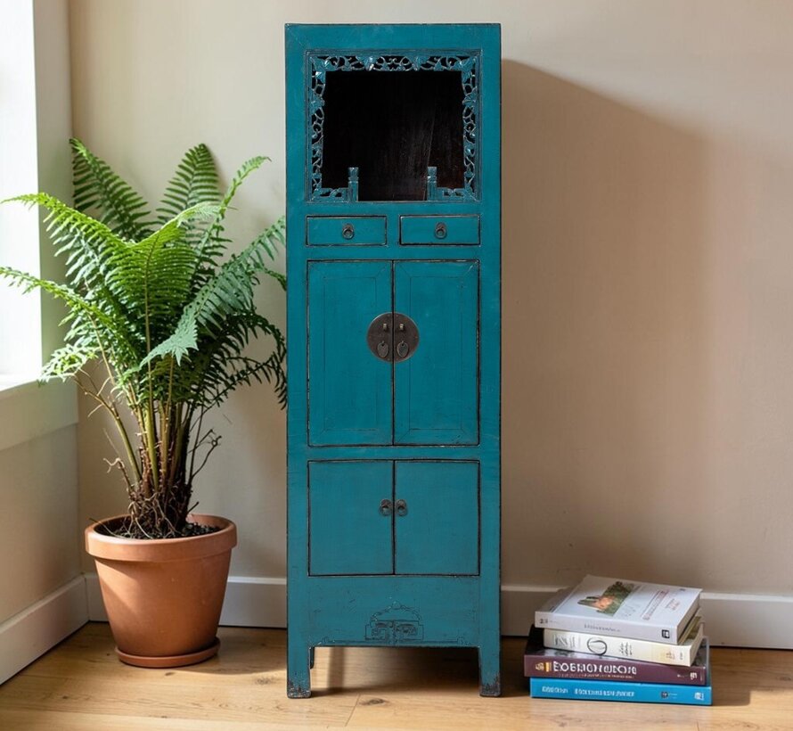 Antiker chinesischer Schrank Blau Massivholz | Yajutang