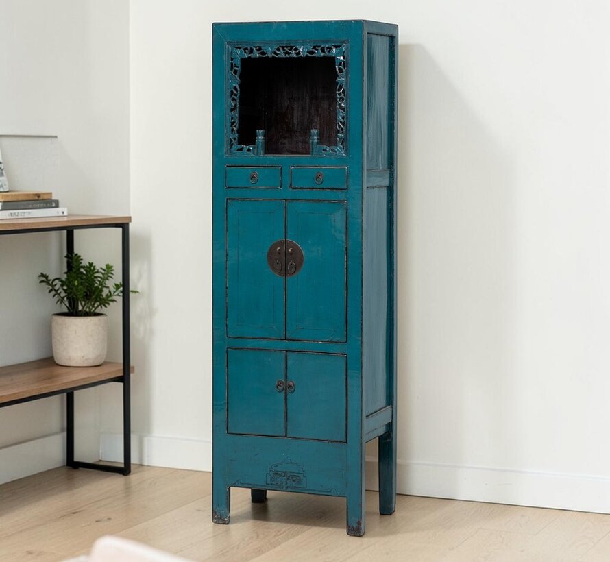 Antiker chinesischer Schrank Blau Massivholz | Yajutang