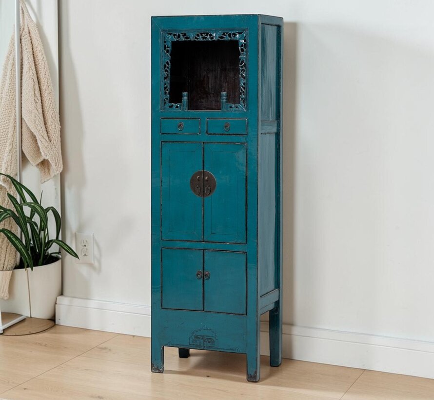Antique Blue Chinese Solid Wood Cabinet | Yajutang
