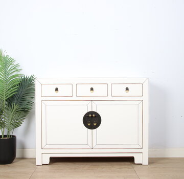 Yajutang Chinese Cream White Solid Wood Sideboard
