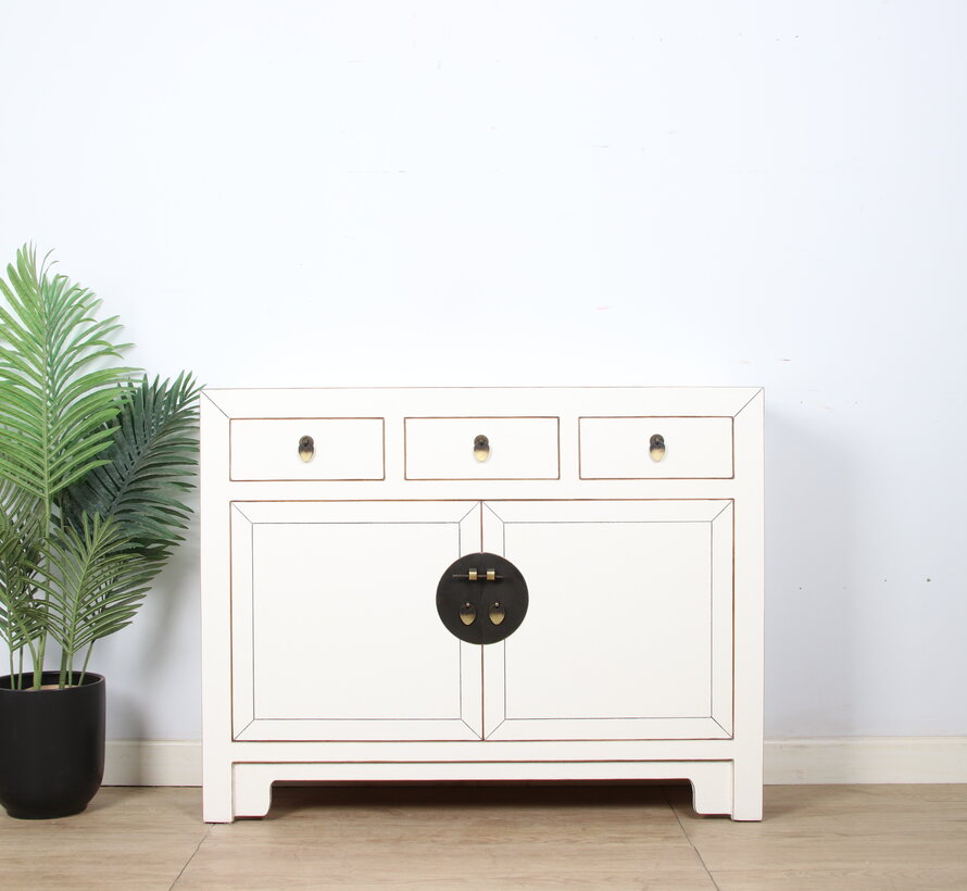 Chinese Cream White Sideboard Used Finish | Yajutang