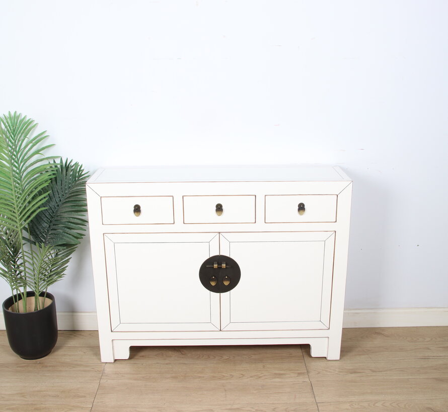 Chinese Cream White Sideboard Used Finish | Yajutang