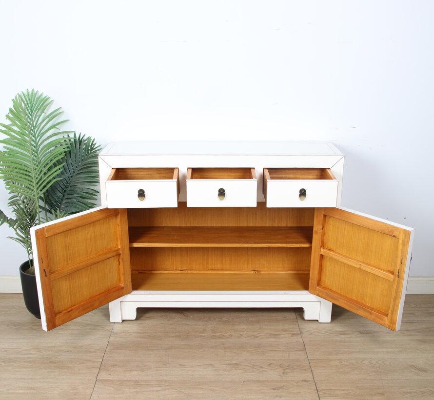 Chinesische Kommode Cremeweiß Used Finish | Yajutang