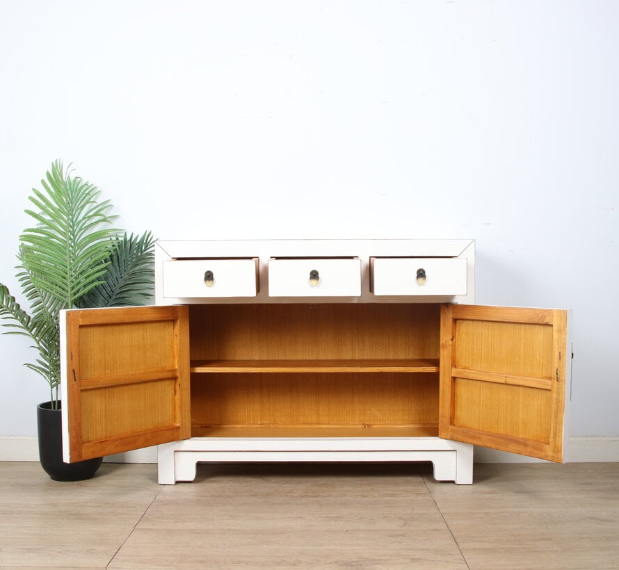 Chinese Cream White Sideboard Used Finish | Yajutang