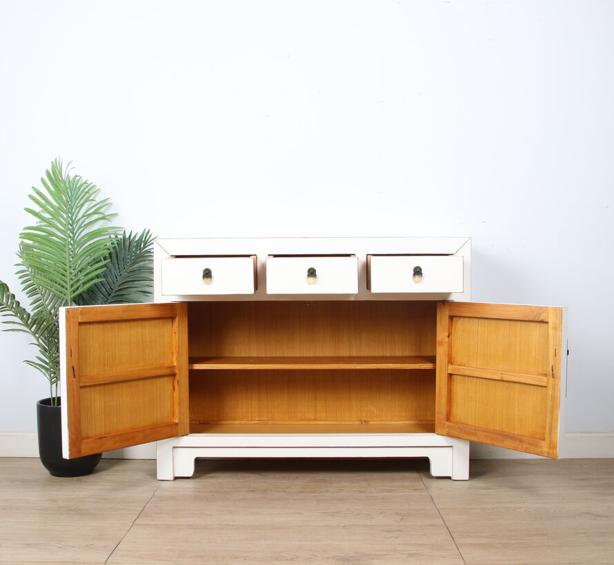 Chinesische Kommode Cremeweiß Used Finish | Yajutang