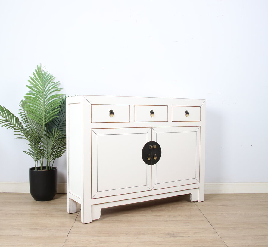 Chinese Cream White Sideboard Used Finish | Yajutang