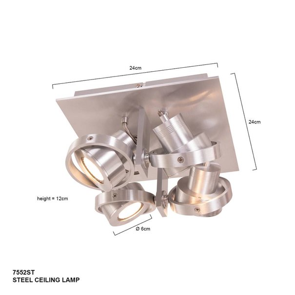 Steinhauer Moderne - Opbouwspot - Staal - 4 lichts - Quatro