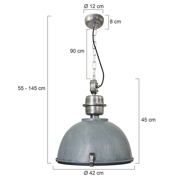 Steinhauer Industriële hanglamp Bikkel 42 cm grijs