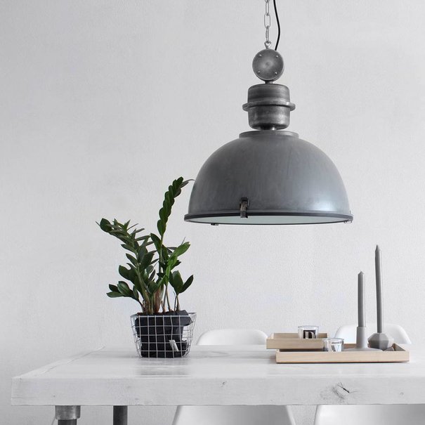 Steinhauer Industriële hanglamp Bikkel 42 cm grijs