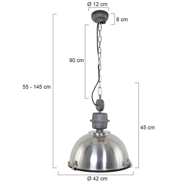 Steinhauer Industriële hanglamp Bikkel 42 cm staal