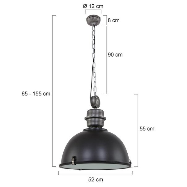 Steinhauer Industriële hanglamp Bikkel XXL zwart