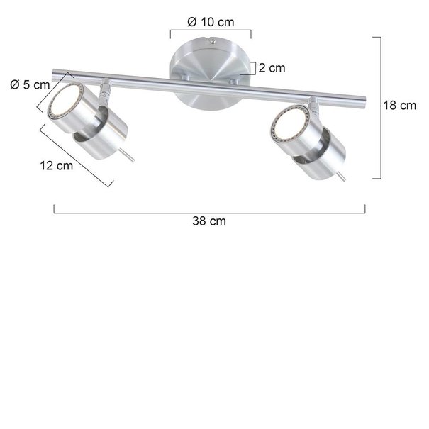Steinhauer Moderne - Opbouwspot - Staal - 2 lichts - Natasja