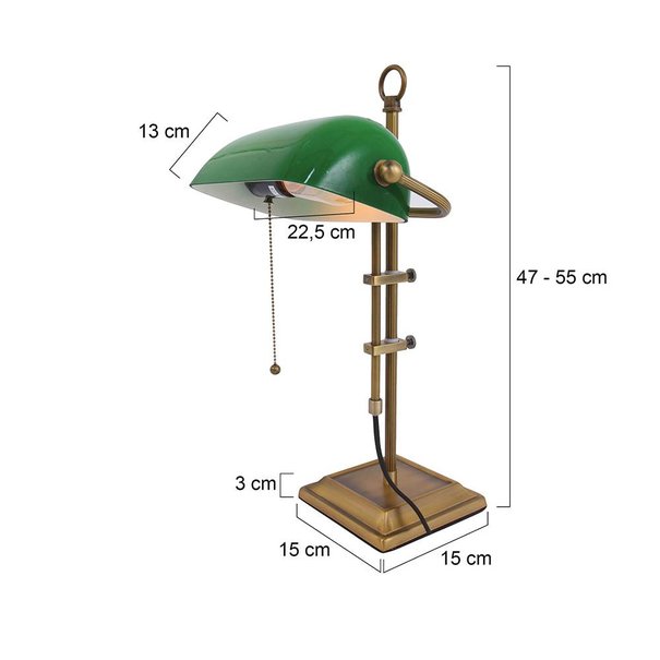 Steinhauer Klassieke Bankierslamp Ancilla brons groen