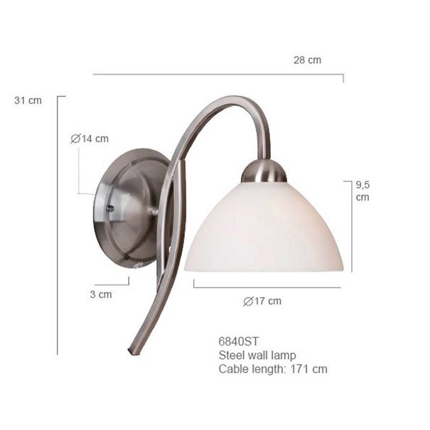 Steinhauer Klassieke - Wandlamp - Staal - Retro - Capri