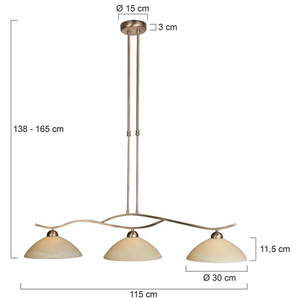 Steinhauer Klassieke hanglamp Capri 3-lichts brons