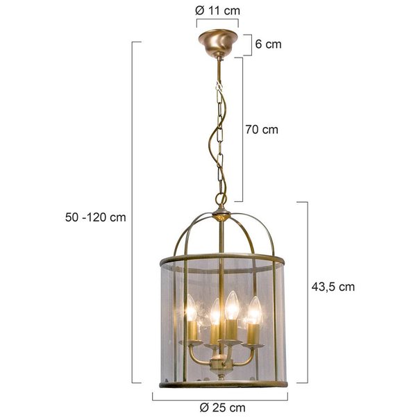 Steinhauer Klassieke hanglamp Pimpernel 4-lichts brons