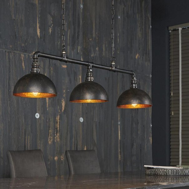 BelaLuz Industriële hanglamp Pipe 3-lichts zwart