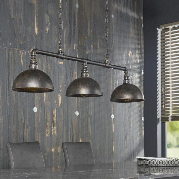 BelaLuz Industriële hanglamp Pipe 3-lichts zwart