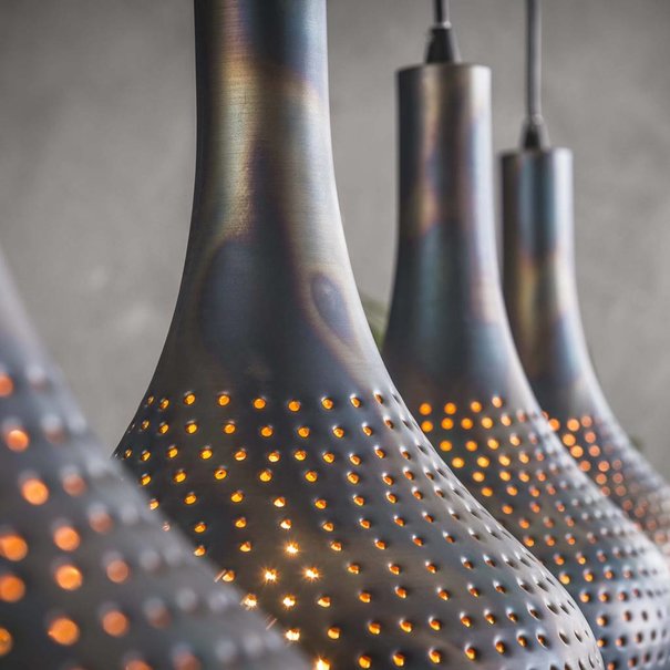 BelaLuz Industriële hanglamp Chingo 4-lichts zwart bruin