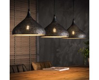 Industriële - Hanglamp - Zwart / bruin - 3 lichts 32 cm - Cambal