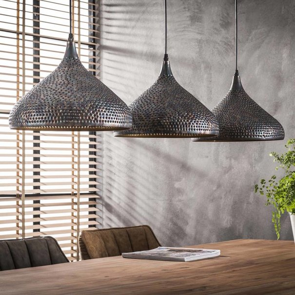 BelaLuz Industriële hanglamp Cambal 3-lichts Ø32 cm zwart bruin