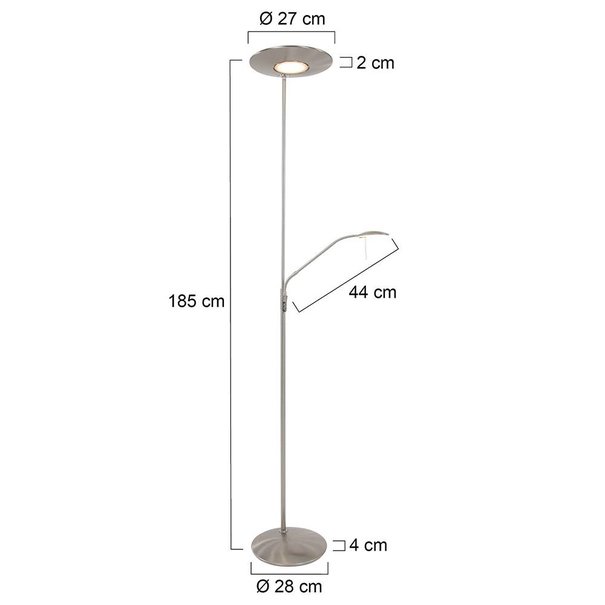 Steinhauer Moderne vloerlamp Zenith Plus leeslamp staal