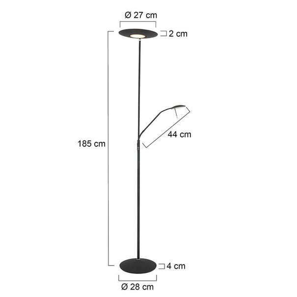 Steinhauer Moderne - Vloerlamp - Zwart - Plus leeslamp - Zenith