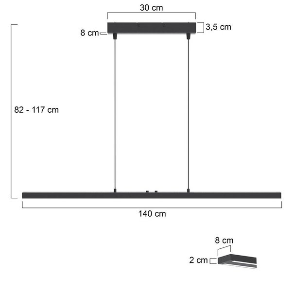 Steinhauer Moderne - Hanglamp - Zwart - 150 cm - Zelena