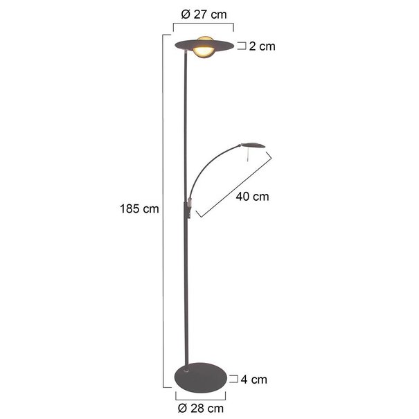 Steinhauer Moderne - Vloerlamp - Zwart - Met leeslamp - Zenith