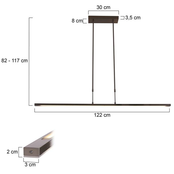Steinhauer Moderne hanglamp Zelena 122 cm staal