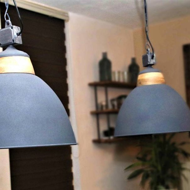 BelaLuz Landelijke hanglamp Rome Betonlook Hout