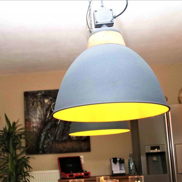 BelaLuz Landelijke hanglamp Rome Betonlook Hout