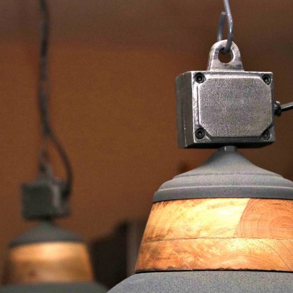 BelaLuz Landelijke hanglamp Rome Betonlook Hout