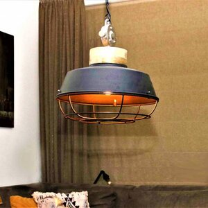 BelaLuz Industriële hanglamp Mumbai Hout zwart