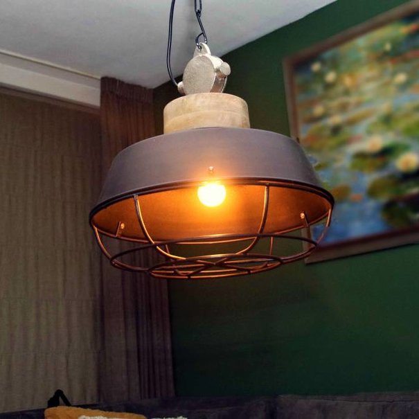 BelaLuz Industriële hanglamp Mumbai Hout zwart
