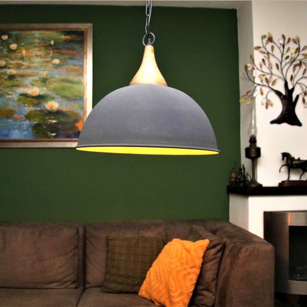 BelaLuz Landelijke hanglamp Athene Betonlook Hout