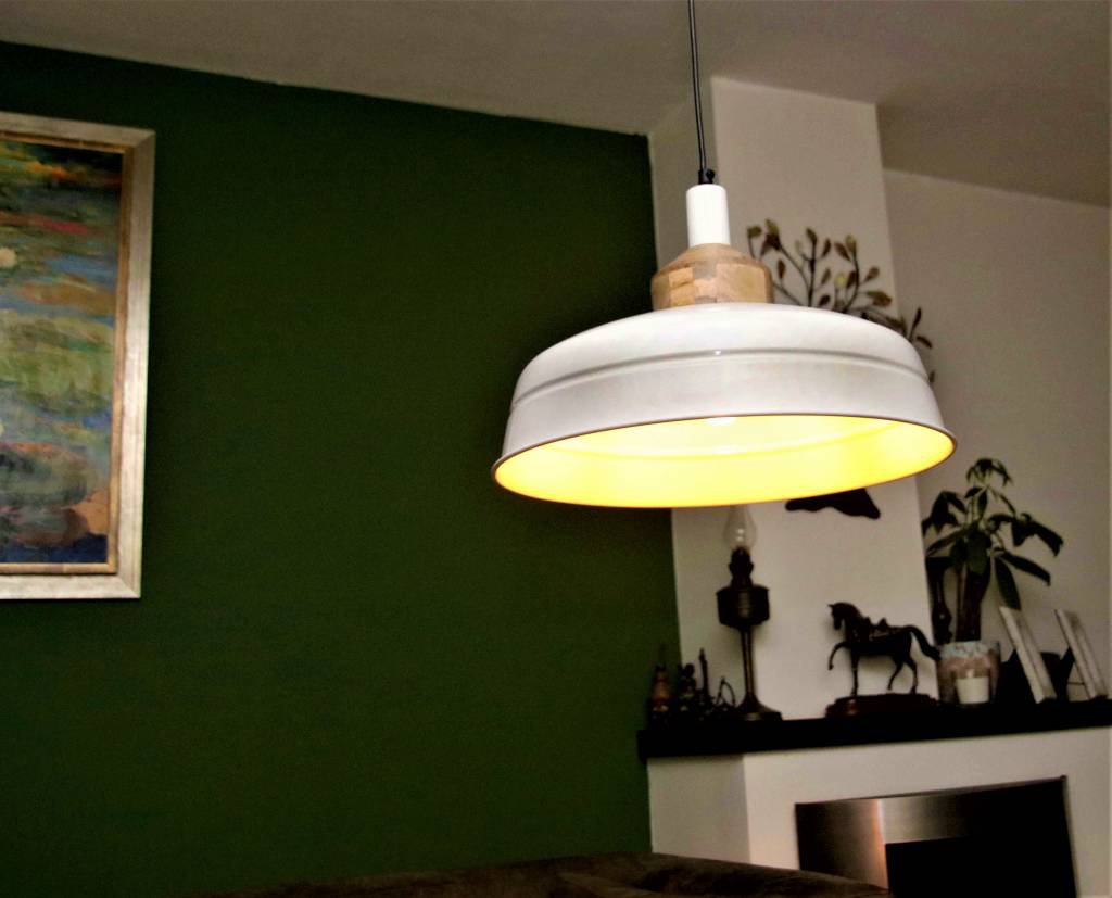 Lotus Lighting Lotus Lighting hanglamp ijzer / hout Helsinki wit