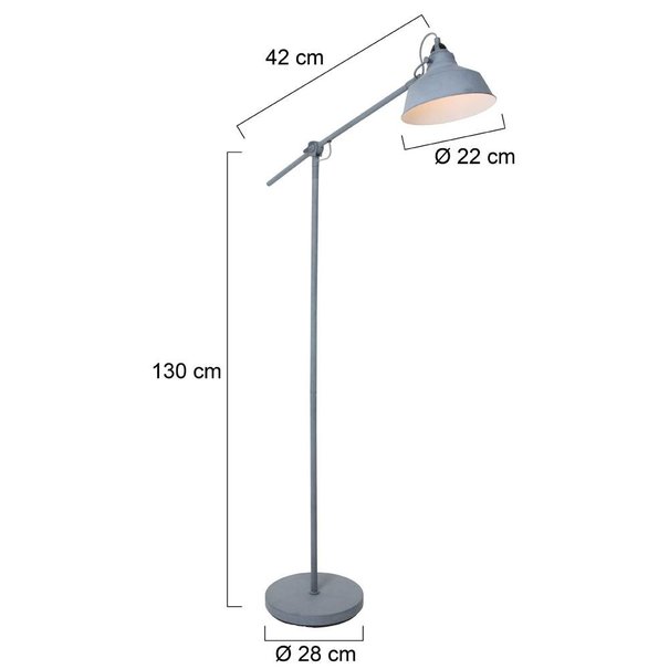 Mexlite Industriële - Vloerlamp - Grijs - Verstelbaar - Nové