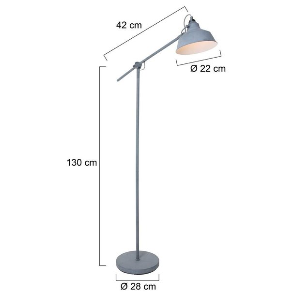 Mexlite Industriële vloerlamp Nové grijs