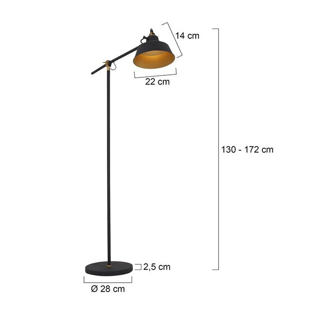 Mexlite Industriële vloerlamp Nové zwart